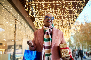 a woman shopping during the holiday season