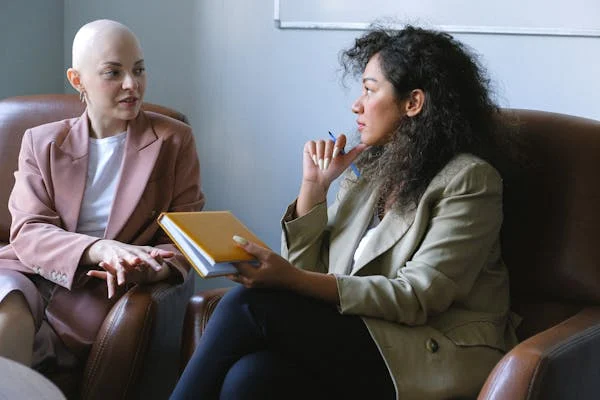 two professionals talking to each other
